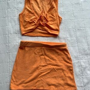 Orange Mini Skirt Set